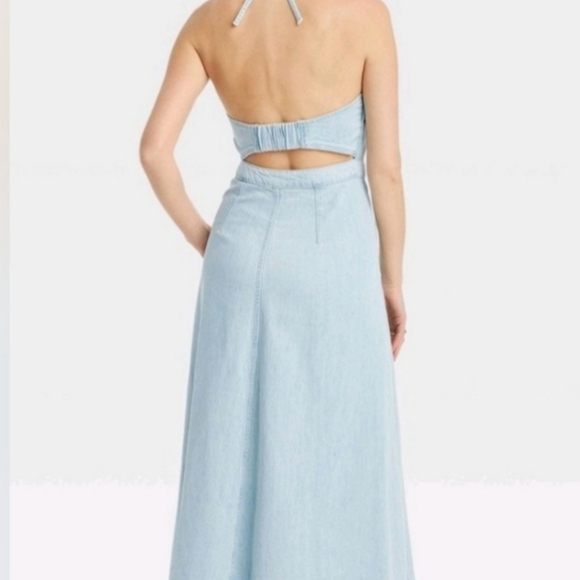 Women's Halter Neck Denim Maxi Dress - Universal Thread Blue size 18 - Picture 2 of 8